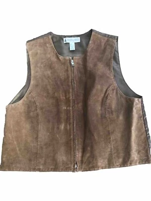 Chaleco de Cuero Marsh Landing Para Mujer Marrón Medio Cremallera Motocicleta Boho Nylon De Colección Foto 1 de 4