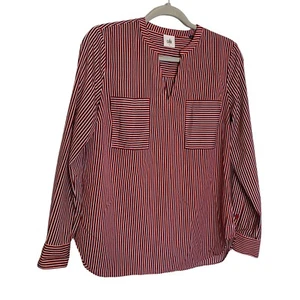 Cabi Blouse Womens Small Red White Blue Stripe Pullover Long Sleeve Franklin - Picture 1 of 10