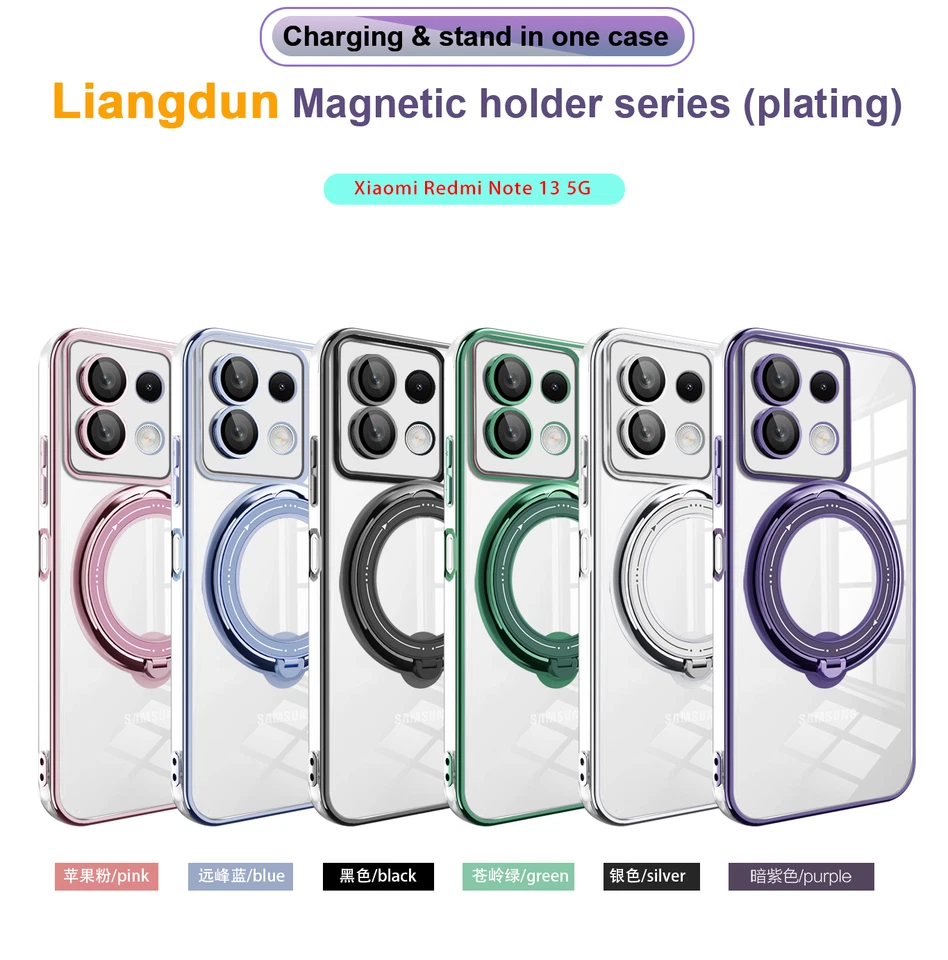 For Xiaomi Redmi 13C 12 10A Note 13 Pro Plus A3 Magnetic Kickstand Phone Case - Image 1 of 4