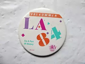 Spilla bottone Valkommen LA 84 "Io faccio parte della storia" Olimpiadi 1984 vintage - Foto 1 di 3