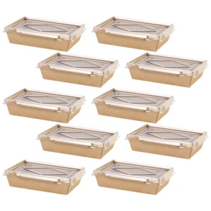 10 Stück Lebensmittel-Mitnahmeboxen, Einweg-Salatboxen mit 2 Fächern und Deckel - Bild 1 von 12