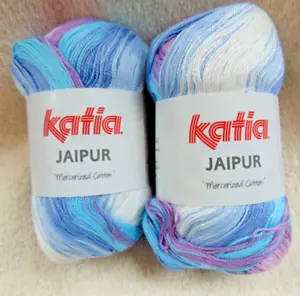 2 matassine Katia Jaipur 100% filato di cotone mercerizzato multicolore 1,76 once / 50 g nuove - Foto 1 di 4