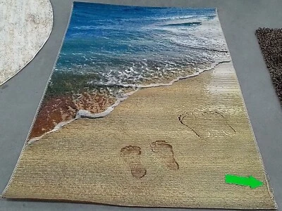 GOLD / BLUE 4'-0" x 6'-0" Damaged Binding Rug Reduced Price 1172768168 BAR550A-4 - Image 1 of 4