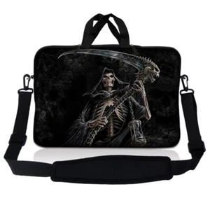 11.6 Inch Laptop Bag Sleeve Case w/ Shoulder Strap Chromebook Macbook Skull Dark - Picture 1 of 2