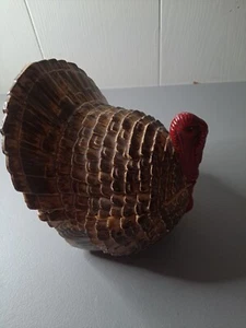 Vintage Hand Painted Ceramic Turkey Candy Cookie Jar 7" 1980s Thanksgiving - Picture 1 of 7