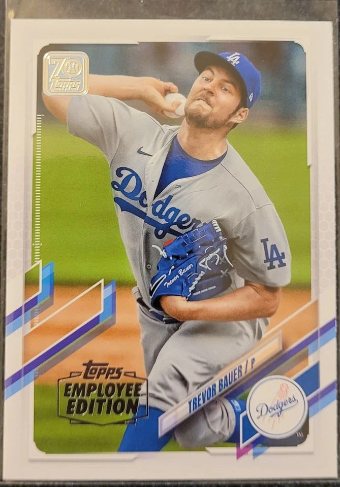 Tarjeta Paralela Rara Trevor Bauer 2021 Topps Edición Empleada #650 Dodgers Foto 1 de 2