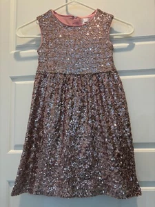 EUC Formal Sequin Dress Fully Lined Girls Size 5 Blush Pink Dusty Rose Sparkle  - Picture 1 of 7
