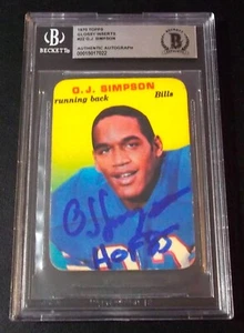 Rare "HOF 85" BAS BGS Autograph Rc OJ Simpson Auto 1970 Topps Glossy #22 Rookie - Picture 1 of 5
