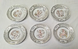Stunning Antique c.1900 Meissen Carl Teichert Putti Side Plate x6 fine cond - AF - Afbeelding 1 van 17