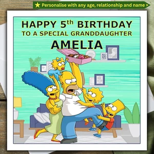 THE SIMPSONS BIRTHDAY CARD personalised AGE RELATIONSHIP NAME - Picture 1 of 4