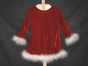 Girls Christmas Dress Size 4 Red Mrs Santa Claus Elf Fur Holiday Party NWT - Picture 1 of 2