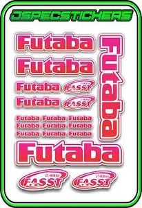 FUTABA RC STICKERS A5 SHEET R/C PLANE CAR BUGGY HELI REMOTE CONTROL PINK RED W - Picture 1 of 8