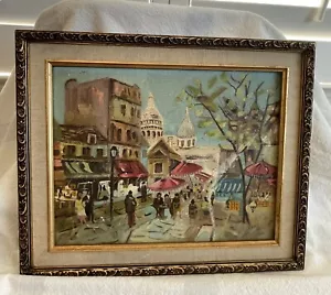 "Pintura al óleo sobre lienzo de colección enmarcada en oro Wolsey Co. Paris Sacre Coeur 14""x17"" leer" - Imagen 1 de 23