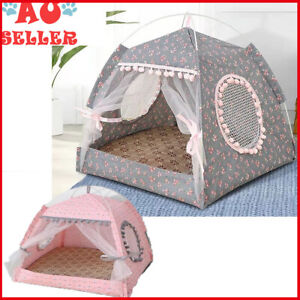 Puppy Dog Cat Kennel Bed Cushion Mattress Cave Tent House Soft Mat Cage Doggy