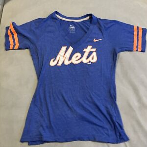 Nike - NY Mets - V Neck T Shirt - Vintage Jersey Style - Women's Medium