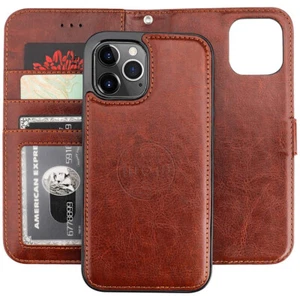 For iPhone Detachable Magnetic Cover Case Flip Leather Wallet Card Slots Stand - Picture 1 of 95