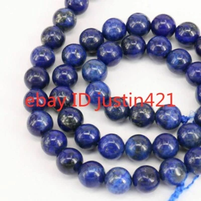 4mm-20mm Blue Lapis Lazuli Gemstone Round Spacer Loose Beads Jewelry Making 15" - Image 1 of 4