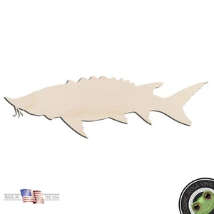 Sturgeon Fish #1 Laser Cut Out Unfinished Wood Shape Craft Supply - Picture 1 of 6