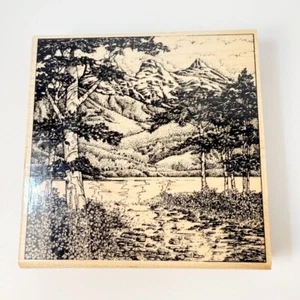 D. Dykstra Pearson~Mountain~Lake~Rubber Stamp~4.5"X 4.25"~Inky After Dark 8329-X - Picture 1 of 7