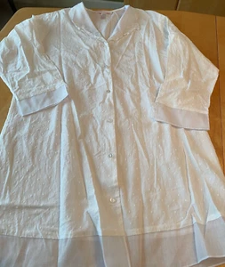 OSCAR DE LA RENTA PINK LABEL WHITE EYELET NIGHT SHIRT ROBE DAMEN GR. S - Bild 1 von 6