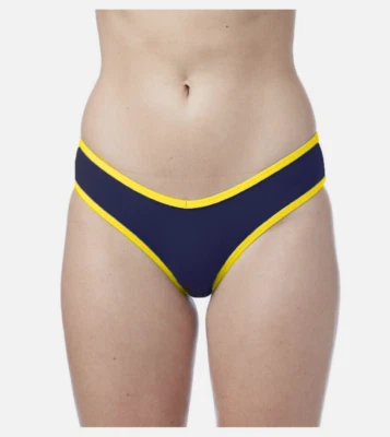 NO BOUNDARIES Women’s XL (15-17) Ribbed Cotton Cheeky Underwear Navy/Yellow - Image 1 of 4