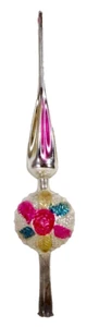 Christmas Tree Topper 2 Reflectors Glass Silver Pink Blue Gold Flowers #709 - Picture 1 of 11