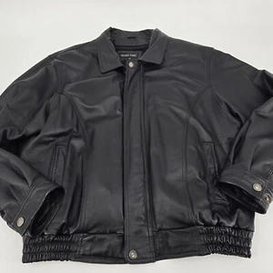 De colección Oscar Piel Lg. Chaqueta aislante Perfect Leather negra cremallera completa años 80 Y2K. 0771 - Imagen 1 de 9
