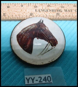 Pin roseta botón brida latón y vidrio raro cabeza de caballo damas finales de 1800 - Imagen 1 de 3