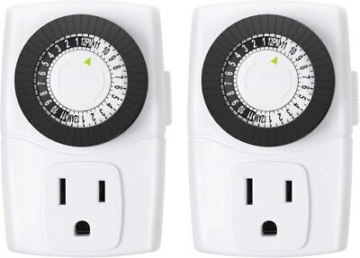 BN-LINK Indoor 24-Hour Mechanical Outlet Timer Plug Indoor 2 Pack 2 or 3 Prong - Image 1 of 2