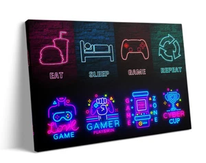 Game Room Décor Wall Canvas Art Gaming Video Posters for Boys Bedroom Playroom - Picture 1 of 7