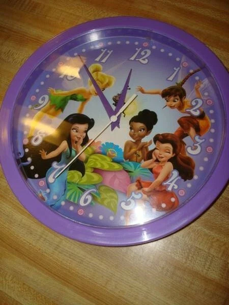 Disney Tinkerbell Fairies Wall Clock, 9.5" Mount Clock. Great condition. Cute! - Image 1 of 1