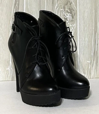 Botines Charles David para mujer con cordones plataforma de aguja negros talla 8 nuevos en caja Foto 1 de 4