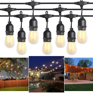 49FT Festoon Outdoor String Lights E27 S14 LED Bulbs Garden Party Wedding Lights - Picture 1 of 21