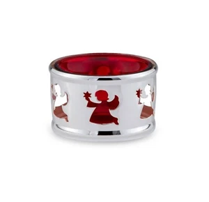 BAUER Teelichthalter Engel Metall versilbert 6,5 cm Glas Rot Weihnachten NEU! - Bild 1 von 1