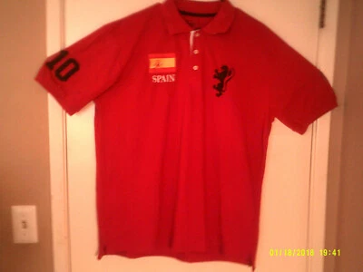 CAMISA HOMBRE FRANKY MAX "Spain Lion #10 Polo" rojo negro blanco 3 botones 2xl     Foto 1 de 4
