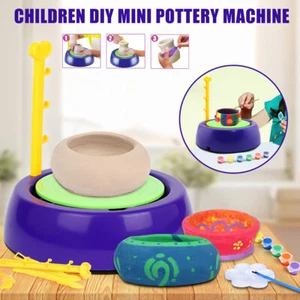 Mini Kids Electric Pottery Wheel DIY Ceramic Machine Art Tool Clay Making Toy - Picture 1 of 8