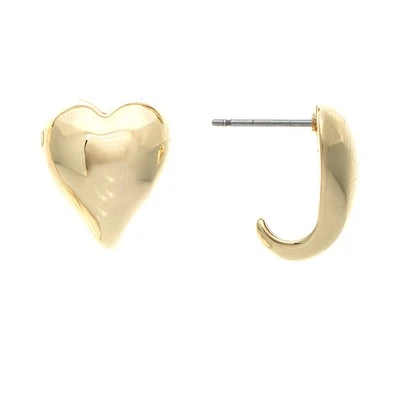 Aretes con corazón hinchado pulido Rivka Friedman enchapados en 18K Foto 1 de 3