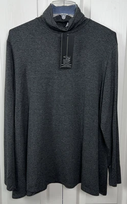 Pullover Marla Wynne ligero cuello alto para mujer talla grande manga larga gris D3 Foto 1 de 4