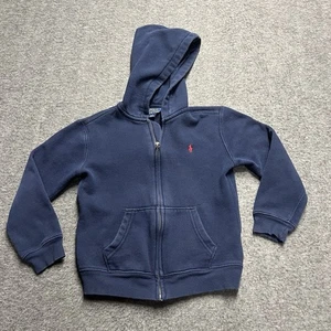 Polo Ralph Lauren Boys Hoodie 7 Navy Full Zip Sweatshirt Pony Logo Youth Kids - Picture 1 of 8