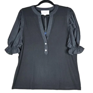 Top Pomander Place Negro Livia XLarge Manga Abullonada NUEVA Camiseta Acanalada Tuckernuck - Imagen 1 de 12