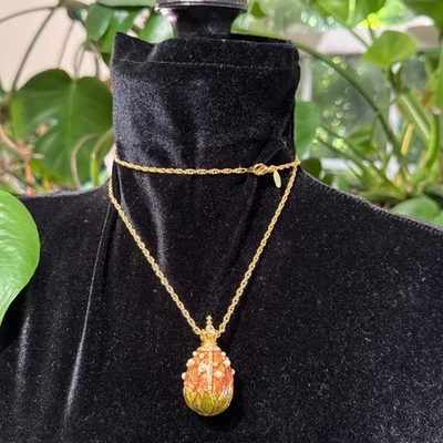JOAN RIVERS CLASSICS COLLECTIONS Lily of the Valley Egg Pendant with Chain - Image 1 of 4