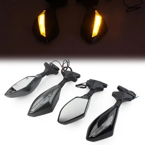 Motorcycle LED Turn Signal Rearview Mirrors Fit Honda For Yamaha Fit Kawasaki - Picture 1 of 12