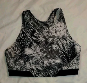 Wear It To Heart Black/White Printed Sports Bra SZ Medium EUC - Picture 1 of 5