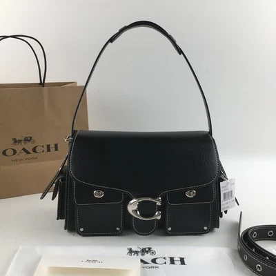 COACH CU124 Cargo Turnlock Soft Tabby Shoulder Bag Black Grain Leather Outlet - Image 1 of 4