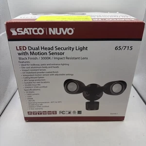 Nuvo Lighting LED Dual Head Security Light Motion Sensor BK 3000K 65/715 Satco - Picture 1 of 6