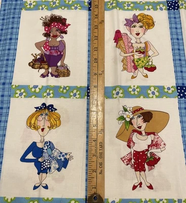 Loralie's Ladies Quilting Notion Sewing Fabric Panel Timeless Treasure Pin-up - Image 1 of 4