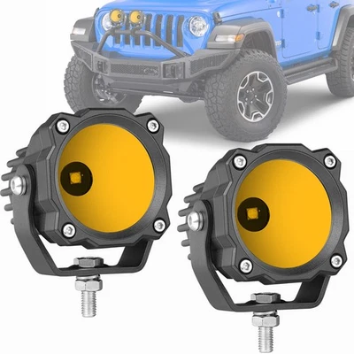 2X For JEEP Wrangler 3" 60W Round LED OffRoad Driving Spot Lights 3000K Fog Pods - Image 1 of 4