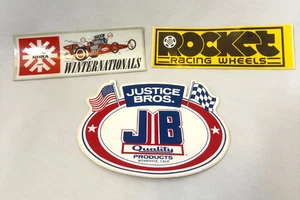 Vintage Racing Decal Stickers set of 3 Rocket Justice Bros 1963 NHRA winternat'l - Picture 1 of 3