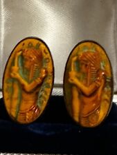 Neiger Brothers? Antique Czech Egyptian Revival Pharaoh Carved Plastic?Cufflinks