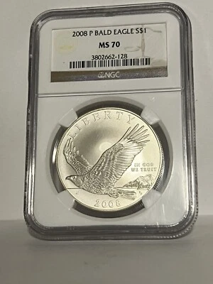 2008 P $1 BALD EAGLE COMMEMORATIVE NGC MS70 - Image 1 of 2